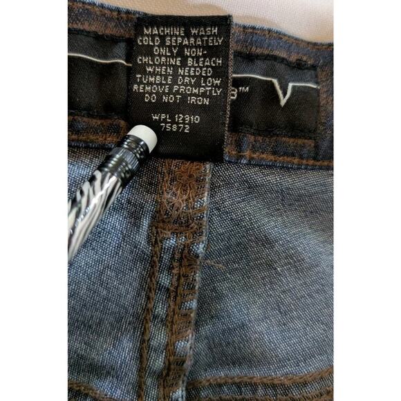 VTG Flare Jeans Plu Size 20 Dirty Suede Look 90s Y2K Boot Cut Flocked Denim - Picture 5 of 10